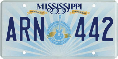 MS license plate ARN442