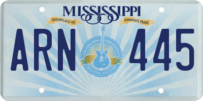 MS license plate ARN445