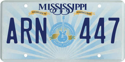 MS license plate ARN447