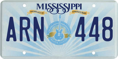 MS license plate ARN448
