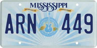 MS license plate ARN449