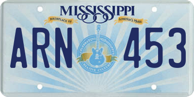 MS license plate ARN453