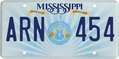 MS license plate ARN454