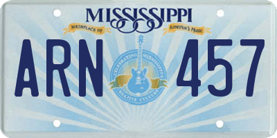 MS license plate ARN457
