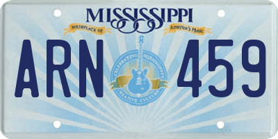 MS license plate ARN459