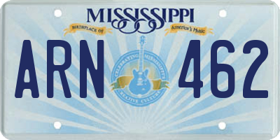 MS license plate ARN462
