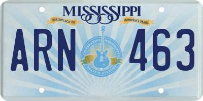 MS license plate ARN463