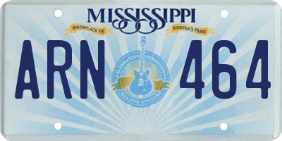 MS license plate ARN464