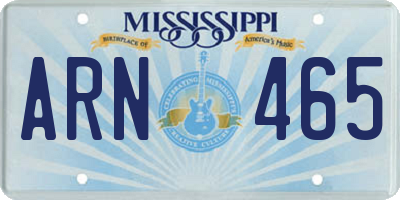 MS license plate ARN465