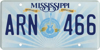 MS license plate ARN466