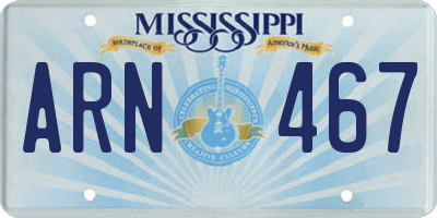 MS license plate ARN467