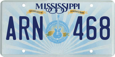 MS license plate ARN468