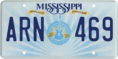 MS license plate ARN469