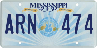 MS license plate ARN474