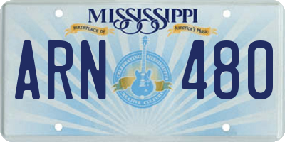 MS license plate ARN480