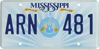 MS license plate ARN481