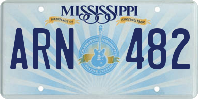 MS license plate ARN482