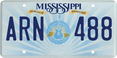 MS license plate ARN488
