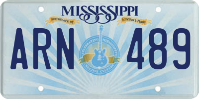 MS license plate ARN489