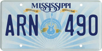MS license plate ARN490