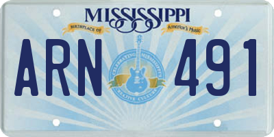 MS license plate ARN491