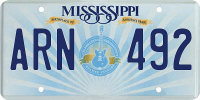 MS license plate ARN492