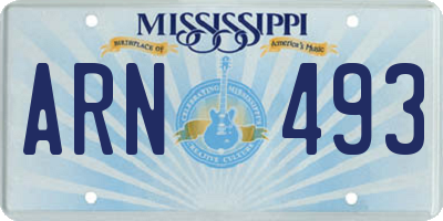 MS license plate ARN493