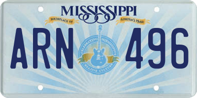 MS license plate ARN496