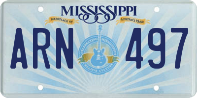 MS license plate ARN497