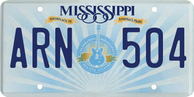 MS license plate ARN504