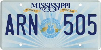 MS license plate ARN505
