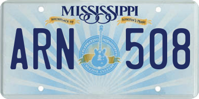 MS license plate ARN508
