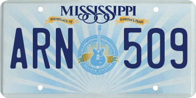 MS license plate ARN509