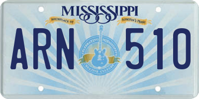 MS license plate ARN510