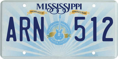 MS license plate ARN512