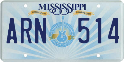 MS license plate ARN514