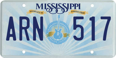 MS license plate ARN517