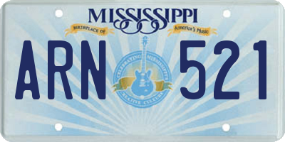 MS license plate ARN521