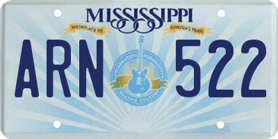 MS license plate ARN522