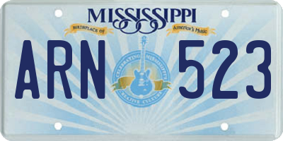MS license plate ARN523