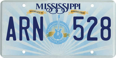 MS license plate ARN528