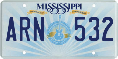 MS license plate ARN532