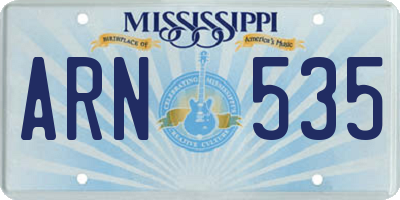 MS license plate ARN535