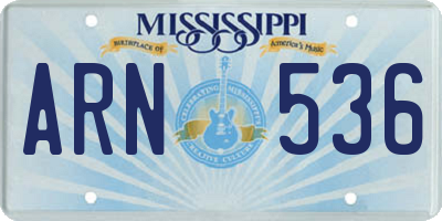 MS license plate ARN536