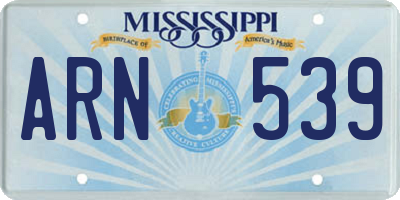 MS license plate ARN539
