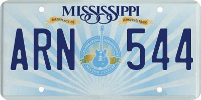 MS license plate ARN544