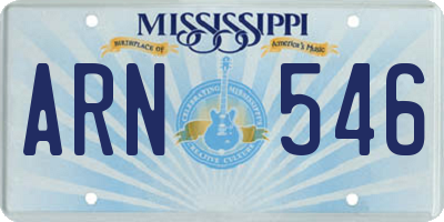 MS license plate ARN546
