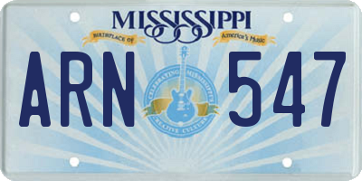 MS license plate ARN547