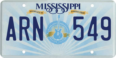 MS license plate ARN549