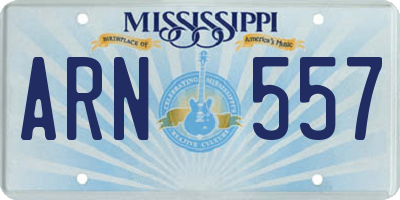 MS license plate ARN557